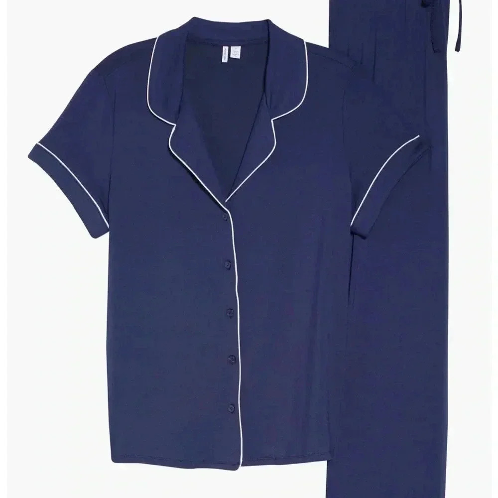 [Nordstrom] NWT Moonlight Crop Pajamas - XS Navy Peacock